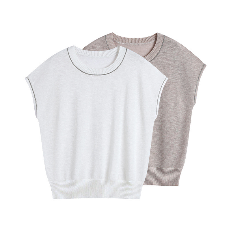 Elegant Chain-Pattern Round-Neck Sleeveless White Knit Vest for Women, 2026 Summer New Style, Versatile and Stylish for Work