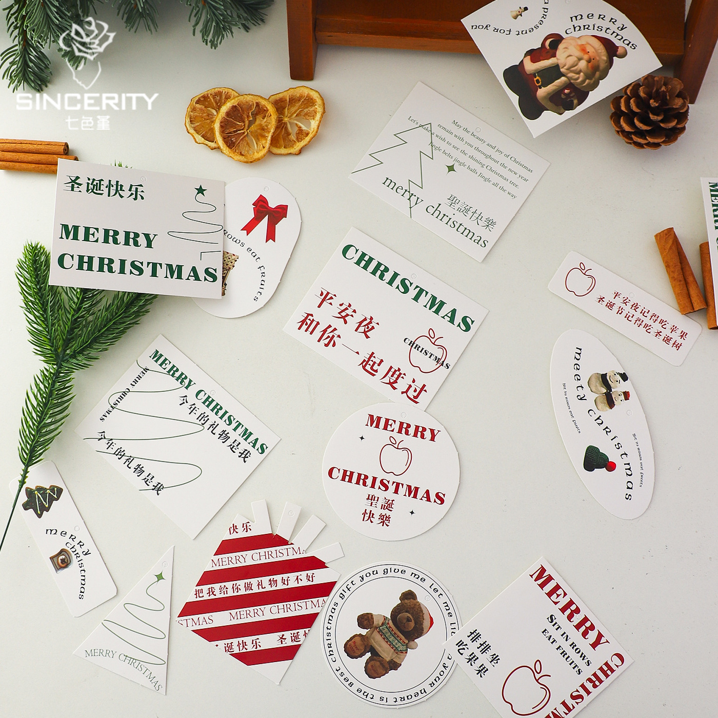 Tarjetas de Navidad de siete colores cordier regalo de regalo tarjeta de decoración diy flores artesanales floristas tarjetas de embalaje de flores