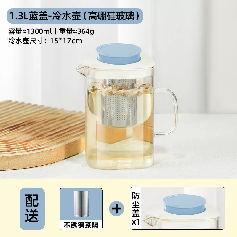 Capacious square tea, glass teapot