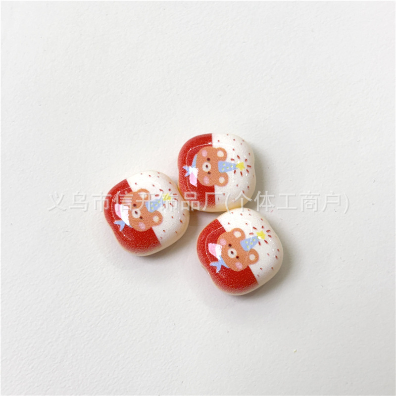 通孔亚克力星星小熊印花小馒头串珠笔配件手机链diy手工饰品材料|undefined