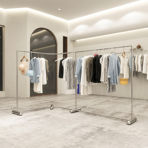 Display rack corner creative women's clothing store center island display props stainless steel brushed