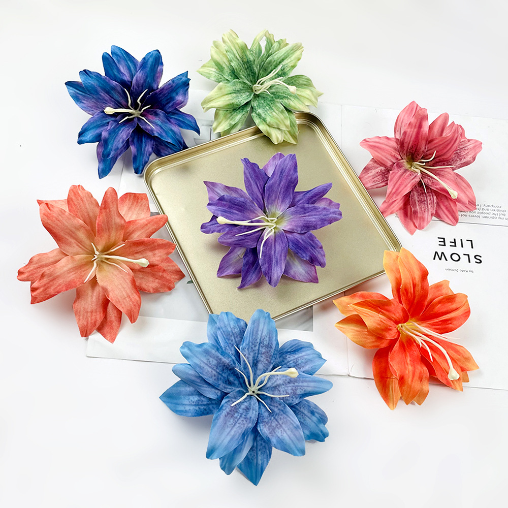 Simulated Flower Printing Small Lily Flower Head DIY Headdress Clothing Props Flower Arrangement Wedding Hall Flower Wall Background Decoration