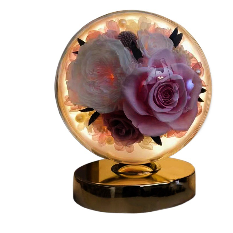 Regalo del día de San Valentín Rose protección para los ojos lámpara de mesa flor eterna decoración de flores secas Regalo de Cumpleaños flores en flor como brocado flor eterna