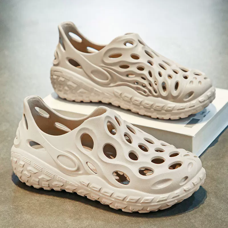 夏季沙滩爆款洞洞鞋情侣黑白跨境新款镂空轮胎鞋外贸批发透气凉鞋