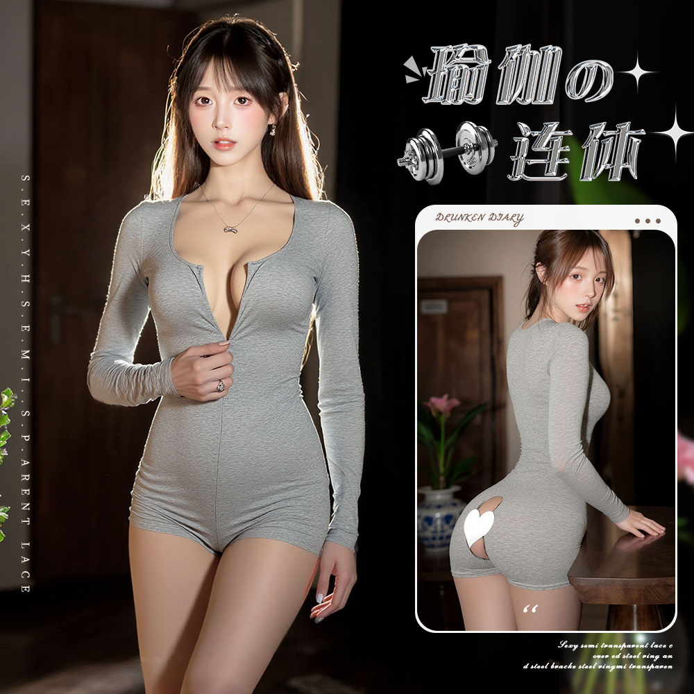 Sexy Lingerie, Sexy Small Breasts, One-Piece Open File, Teasing, No Need to Take Off the Robe, Uniform Qqny Temptation 2025 New Pajamas