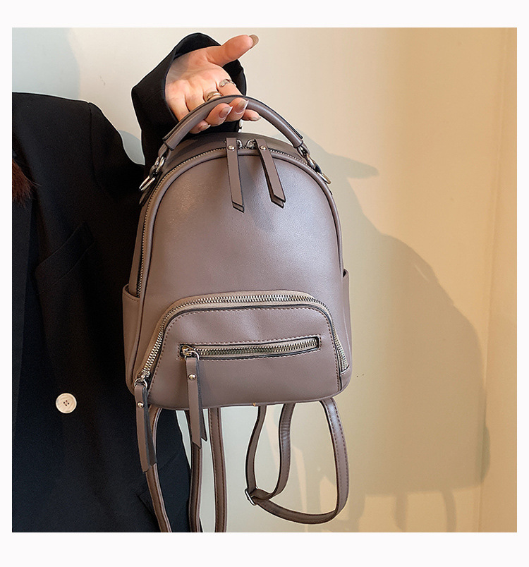 Fashionable And Versatile Solid Color Backpack Women's Urban Minimalist PU Business Backpack_voghion.com