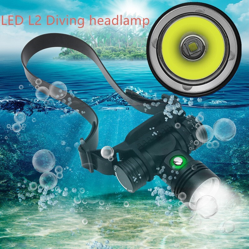 New Headlight L2 Diving Light Magnetically Controlled Stepless Dimming L2 Diving Headlight 18650 Head-Mounted Diving Flashlight