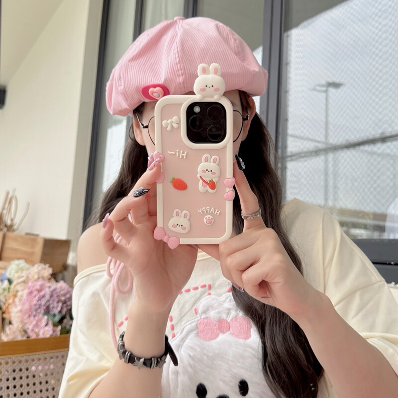 Cartoon Cute Lying Carrot Rabbit Iphone17 Apple 16 Compatible 14/15Pro Max Phone Case Cover 13 Cartoon Cute Lying Carrot Rabbit Iphone17 Apple 16 Compatible 14/15Pro Max Phone Case Cover 13