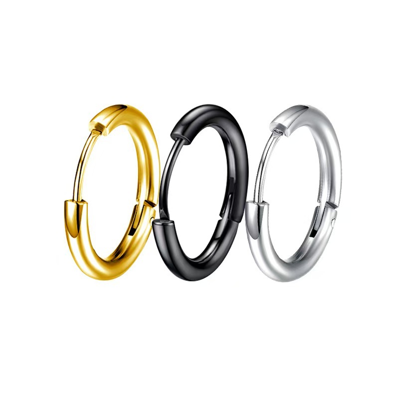 Moda europea y americana transfronteriza 316 aretes de bobina redonda de acero inoxidable personalidad anillo de acero de titanio hebilla de oreja joyería de oreja de moda
