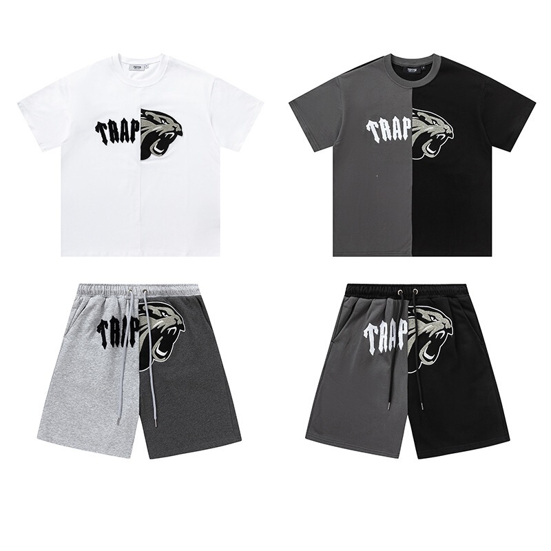 Cross-Border American-Style Trendy Brand Leopard Towel Embroidery Hip-Hop Unisex Spring and Summer Casual Sports Crew Neck Short-Sleeve Shorts Set Cross-Border American-Style Trendy Brand Leopard Towel Embroidery Hip-Hop Unisex Spring and Summer Casual Sports Crew Neck Short-Sleeve Shorts Set