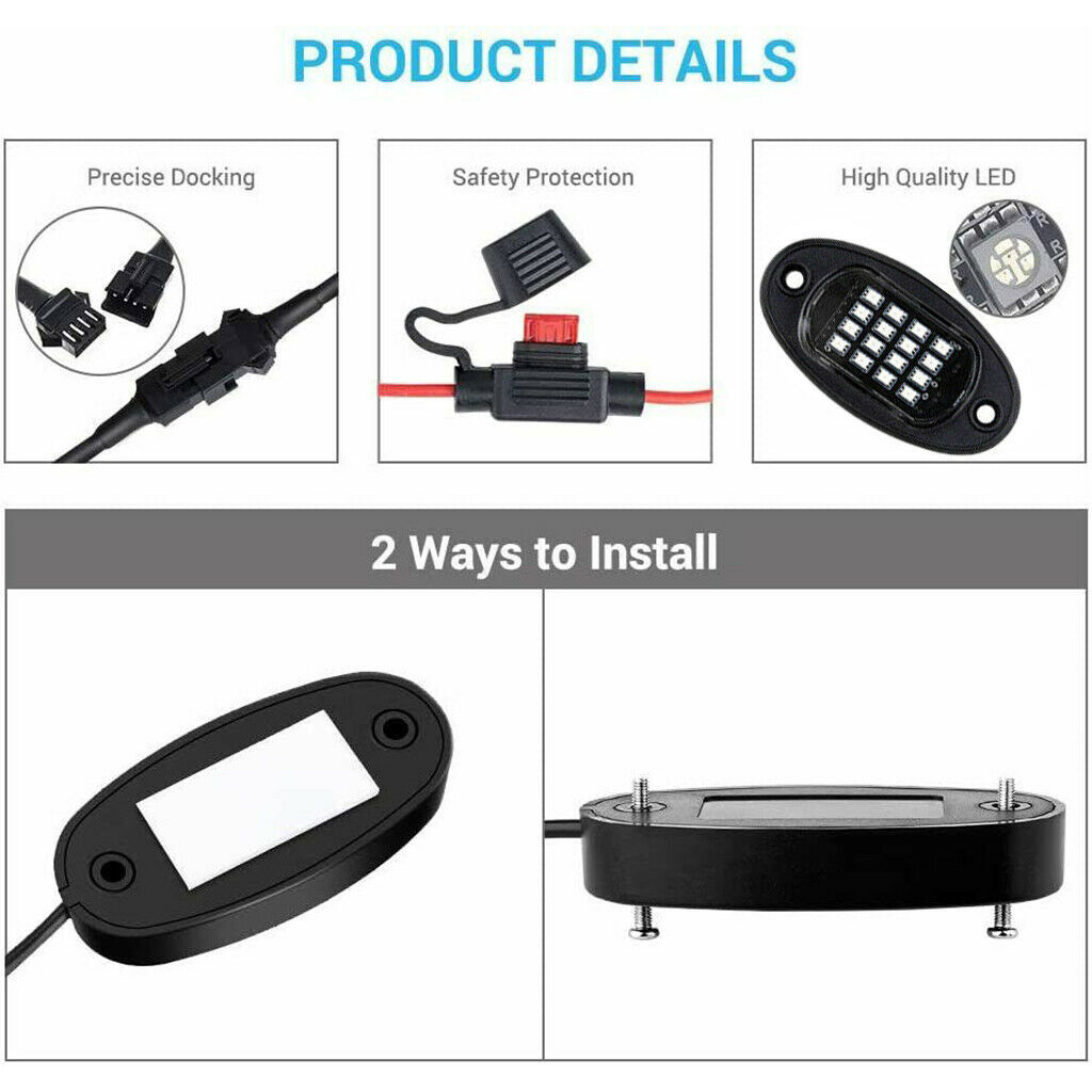 Motorcycle LED Decorative Light One-Roll Six RGB Motorcycle LED Decorative Light Rock Light Off-Road / APP Control Light