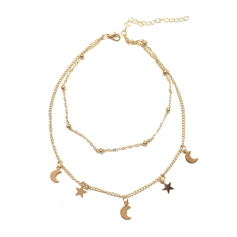 Women's Gender Basic Modern Style Classic Style Star Moon Alloy Wholesale Double Layer Necklaces Choker