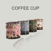 跨境专供陶瓷竹节咖啡杯115ml复古风家中东窑变杯子水杯品鉴杯