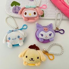 創意新款三麗鷗毛絨零錢包圓形耳機包書包掛件可愛小型迷你收納包