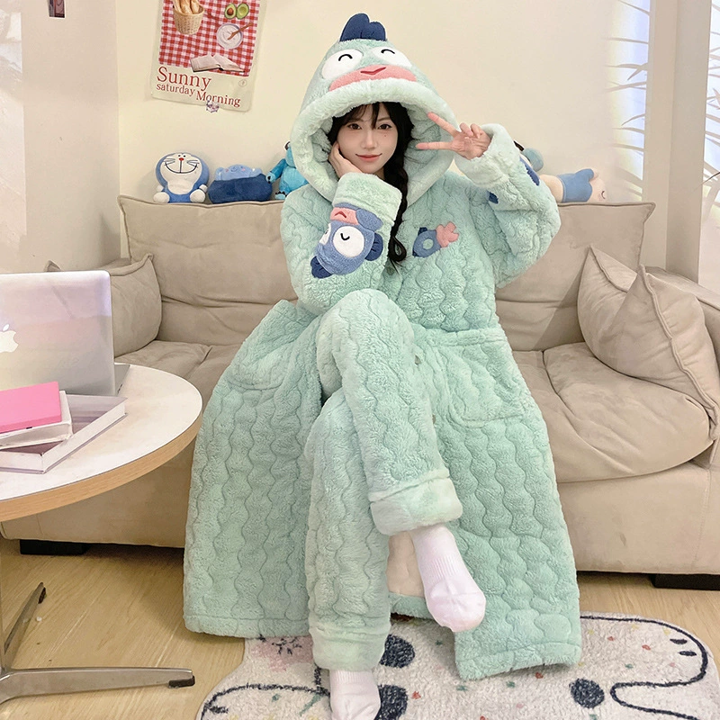 Хеллоkitty, милая стеганая зимняя на bathrobe, теплая кофта капюшон, мультяшный пижама, набор