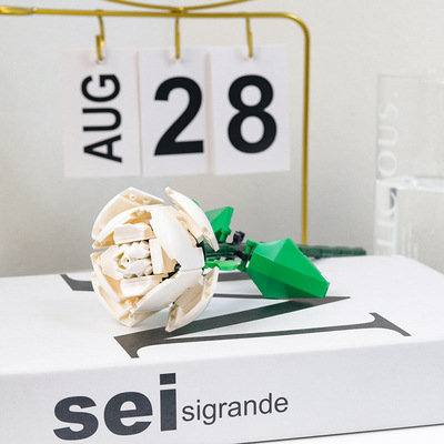 Bloques de construcción de rosas, regalo de decoración de flores perpetuas, rompecabezas, decoración de bricolaje, partículas pequeñas, inserciones hechas a mano para el día de San Valentín