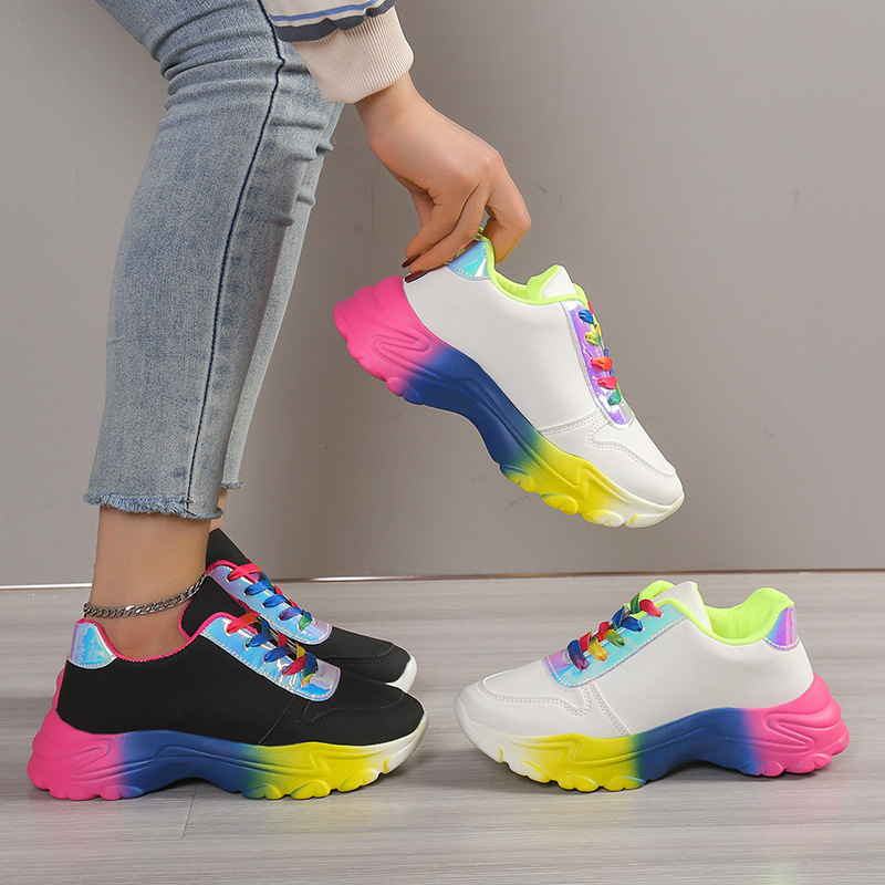 Foreign Trade Large Size Torre Shoes Women's Color-matching Platform Shoes Women's Fashion Casual Sports Shoes Women's Colorful Single-layer Shoes Women Foreign Trade Large Size Torre Shoes Women's Color-matching Platform Shoes Women's Fashion Casual Sports Shoes Women's Colorful Single-layer Shoes Women
