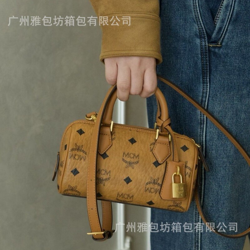 New Mc Monogram Full-Print Gold Lock Pendant Boston Pillow Bag, Fashionable and Versatile Shoulder/Crossbody Handbag for Women New Mc Monogram Full-Print Gold Lock Pendant Boston Pillow Bag, Fashionable and Versatile Shoulder/Crossbody Handbag for Women
