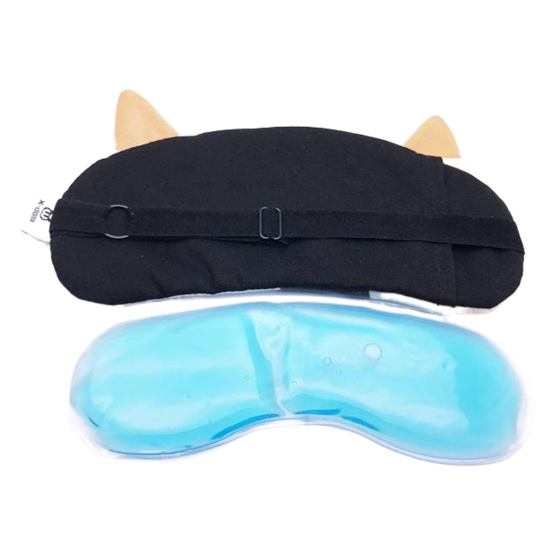 En stock nueva fábrica pin máscara de ojo siesta máscara de ojo de dibujos animados gato frío comprimir caliente doble uso sombreado sueño máscara de ojo