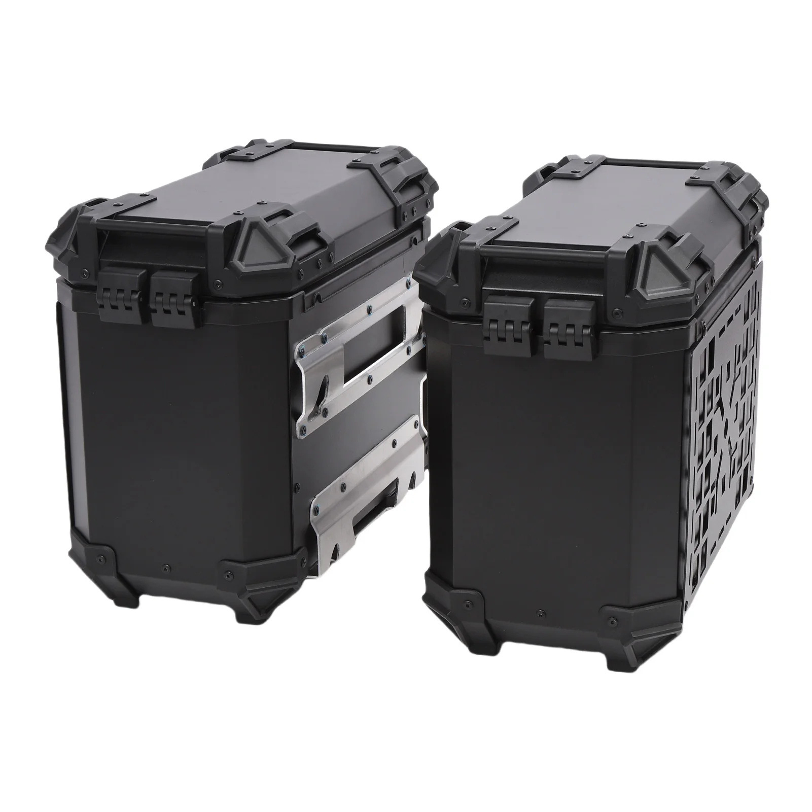 28L/35L Motorcycle Aluminum Alloy Side Box with Large Corner Protection, Waterproof and Anti-Collision, Travel Embossed X-Style Universal Modified Side Box