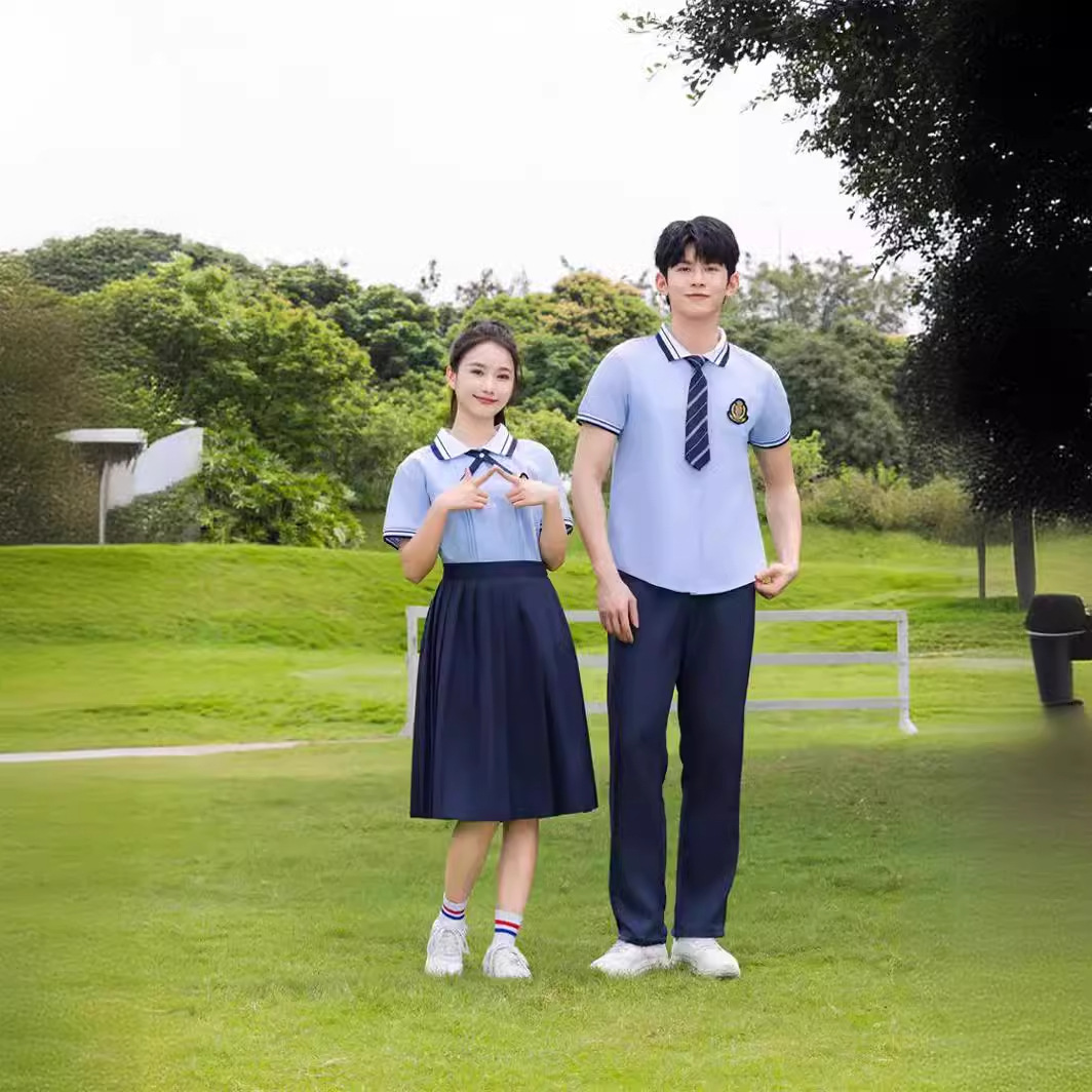 교복 세트 고교 졸업반 교복 여름 반팔 중학생 고등학교 공연 유니폼 아카데미 스타일 스포츠 회의