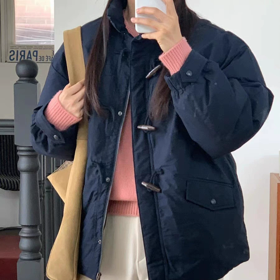 Родился C2024 зимний новый корейский Dongdaemun br * ni темперамент сплошной цвет стоячий воротник пуховик рога куртка женский