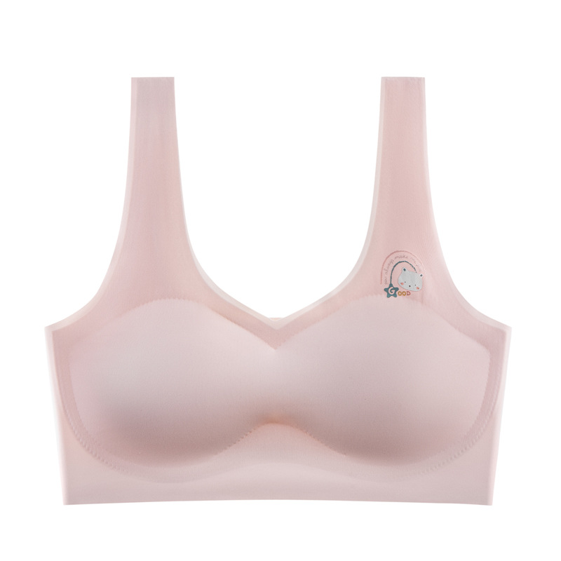 Ice Silk Seamless Girls' Developmental Vest Girls' Underwear Junior High School Students' Wireless Fixed Cup Youth Bra