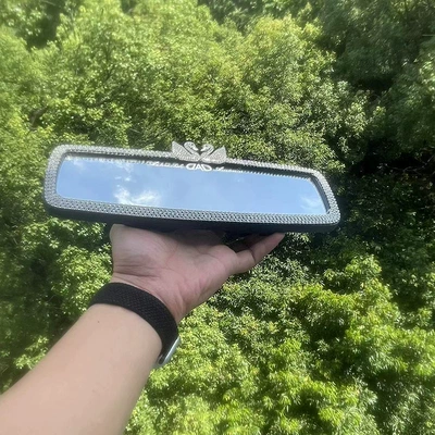 diamond-encrusted swan car rearview mirror: Sun visor rearview mirror
