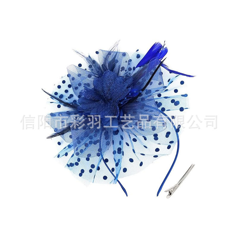 Amazon's best-selling feather headpiece, dual-use hair clip and headband, polka dot floral feather headwear for cocktail parties and stage performances