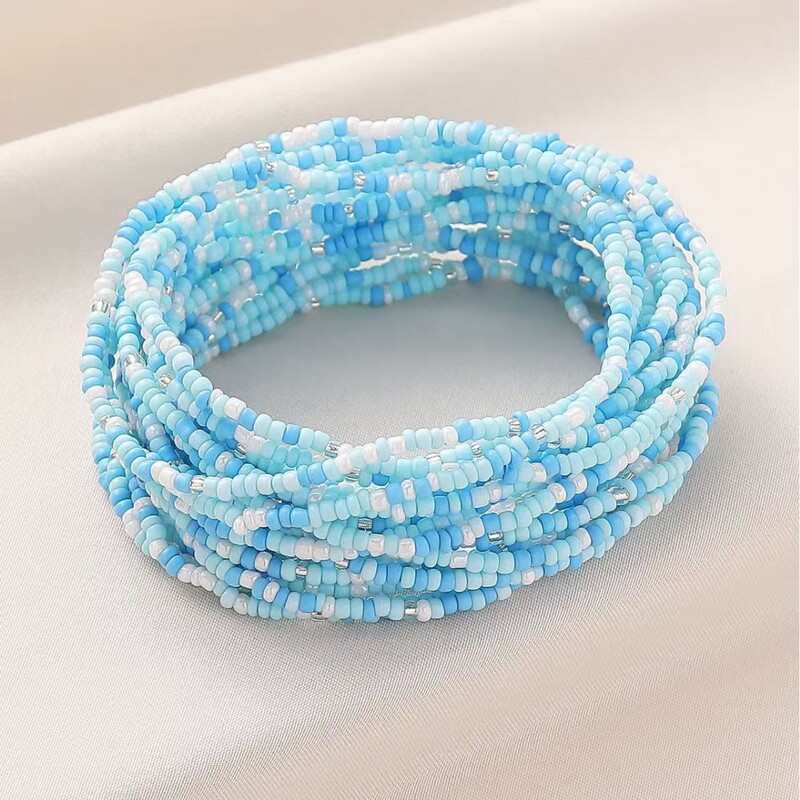 20Pcs European and American Cross-Border Bohemian Handmade Colorfulful Beaded Rice Bead Anklet Simple Fashion Elastic Bracelet 20Pcs European and American Cross-Border Bohemian Handmade Colorfulful Beaded Rice Bead Anklet Simple Fashion Elastic Bracelet