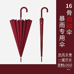 レッドアンブレラ 16本骨自動傘 ロングポール フォレストスタイル レトロ 大型 ビジネス ストレートポール ダブル 晴雨兼用 長柄傘 女性用