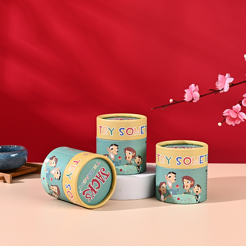儿童拼图圆筒纸罐制定 彩印上下盖玩具彩笔蜡笔包装盒 出口纸筒