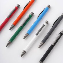 创意喷胶铝杆金属中性笔定制logo按动广告礼品签字笔黑外贸圆珠笔