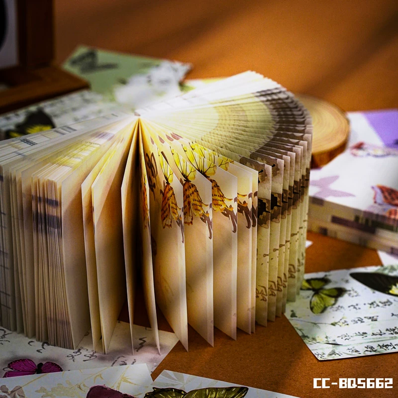 200 штук антикварной бумаги с бабочками, без клея и разрывающейся записной материал, декоративная ручная обертанная в стиле ins сообщение, записная бумага
