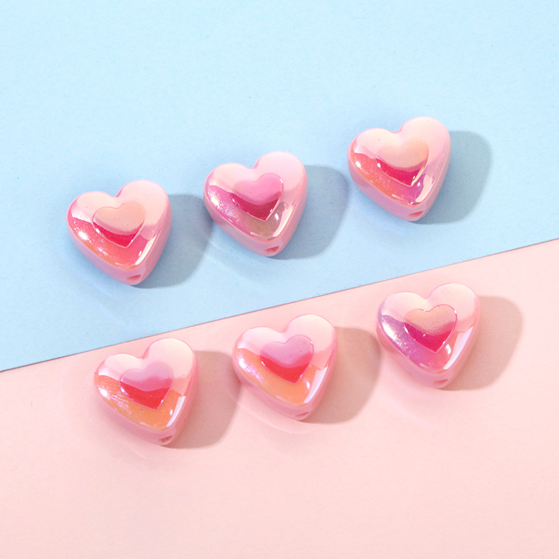 3g Weight Beads Jewelry Making Type DIY Jewelry Accessories Classification 1 Piece Quantity Acrylic Material Heart Shape Pattern Plating Design Simple Style Style 1 Piece Arylic Heart Shape DIY Jewelry Accessories Beads 3
