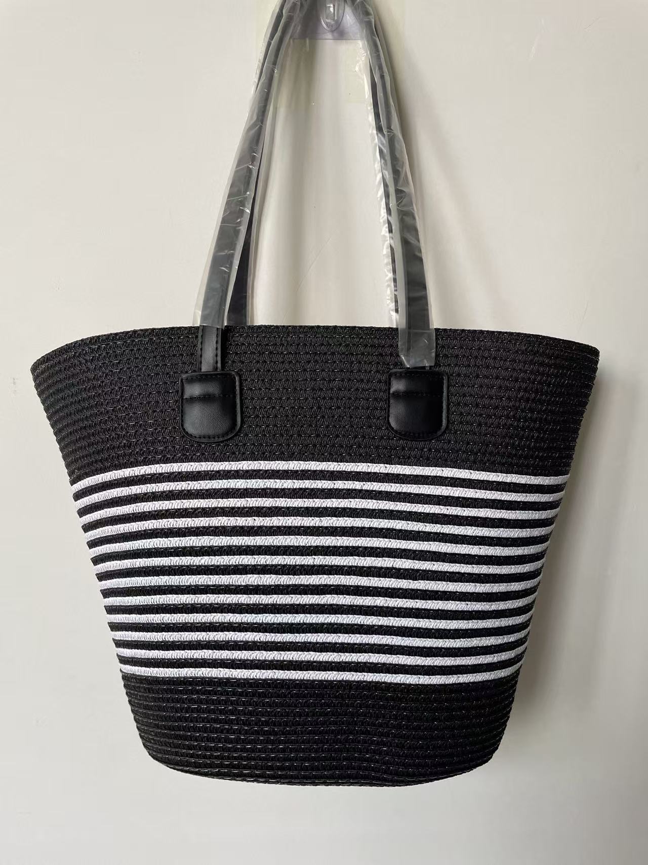 Black and white thin strips (black bag strap)