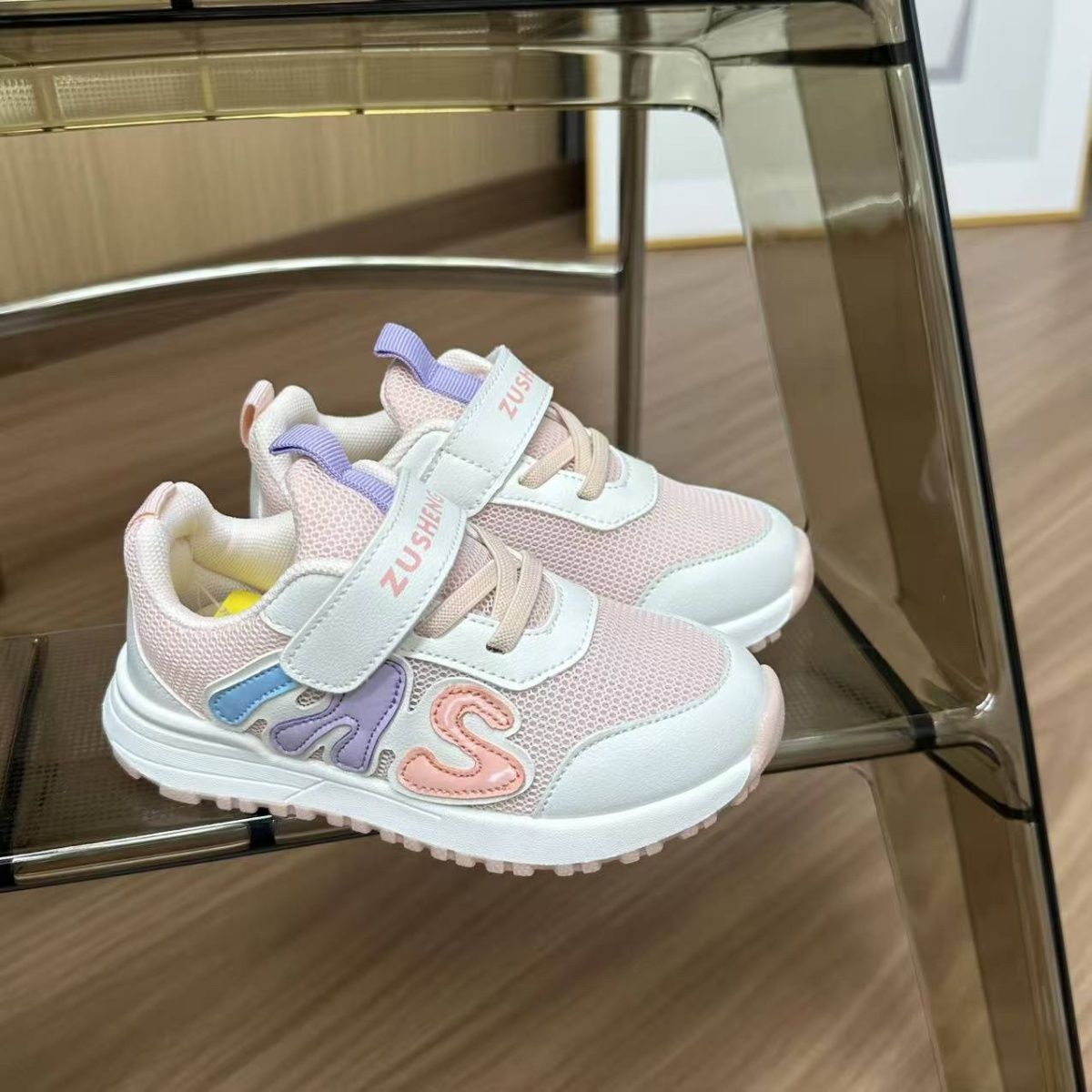 足圣童鞋春秋步鞋儿童新款女童男童透气软底防滑机能小童宝宝鞋子