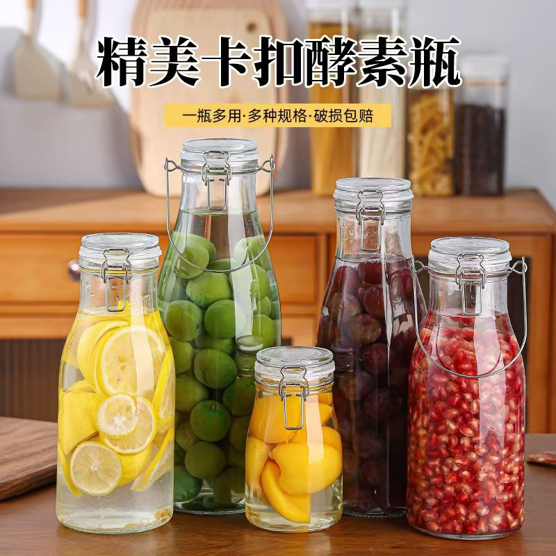 Botella de vidrio sellada, botella de alimentos, miel, limón, frutas, vinos, peppermint, frascos de almacenamiento domésticos
