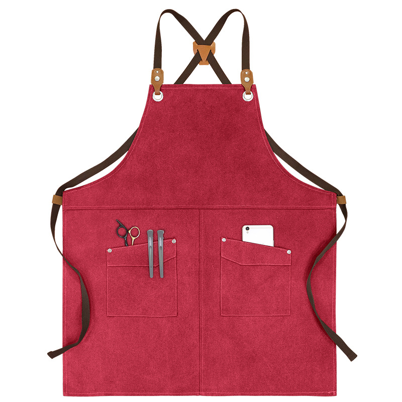 Transfronterizo Amazon engrosamiento lona delantal logotipo personalizado barista barbero ropa de trabajo hogar delantal de cocina