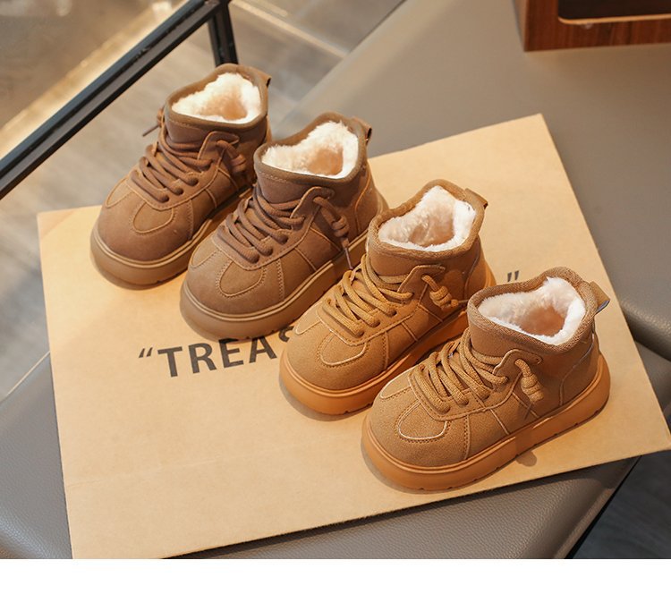 Girls' Snow Boots 2025 Winter New Children's Cotton Shoes Kapibara Big Toe Fleece Lined Thickened Parent-Child Loafers_voghion.com