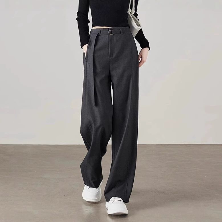 Новинка весны 202, свободный тонкий прямой костюм с высокой талией и широкими штанинами, повседневные брюки, брюки для мытья полов для женщин