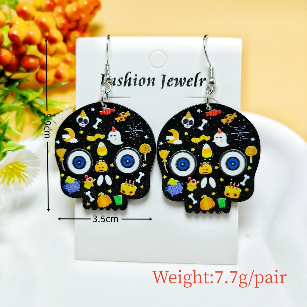 8g Weight 304 Stainless Steel Ear Needle Material Drop Earrings Classification 1 Pair Quantity Holiday, Daily Occasion Acrylic Material Halloween Festival Geometric, Pumpkin, Butterfly Pattern Women's Gender Casual, Simple Style Style 1 Pair Casual Simple Style Geometric Pumpkin Butterfly Arylic Drop Earrings 19