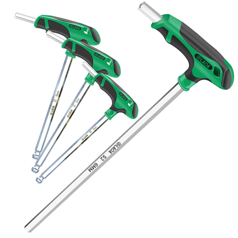 BK9K批发加长T型内六角扳手300长磁性平头拐杖内六方3-4-5mm球头