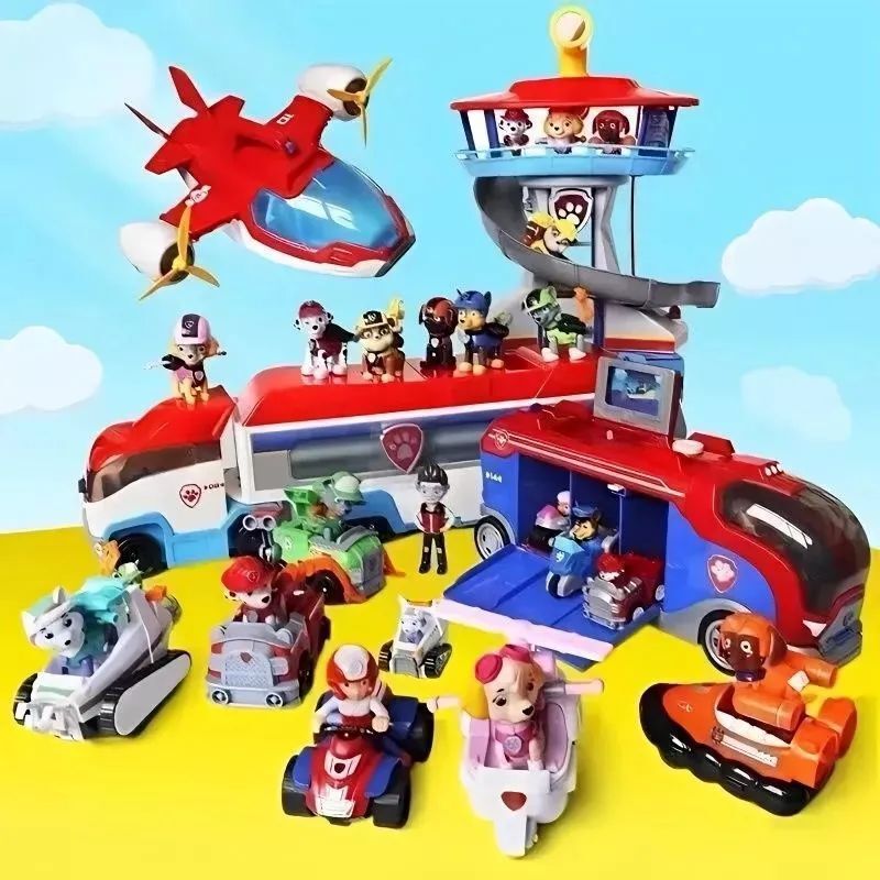 A Complete Set of Want Want Team Super Flying Doll Toys for Children, Captain Ryder Patrol Car Play Vehicle Super Team