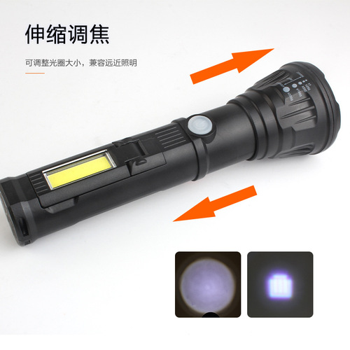Cross-border new ABS multifunctional outdoor retractable side light auto repair lighting LED strong light flashlight wholesale manufacturer