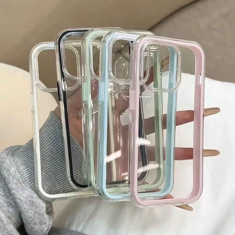 适用苹果16ProMax手机壳二合一纯色边框透明iPhone15防摔14软壳11|undefined