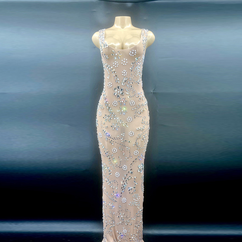Summer elegant shiny long sexy evening dress