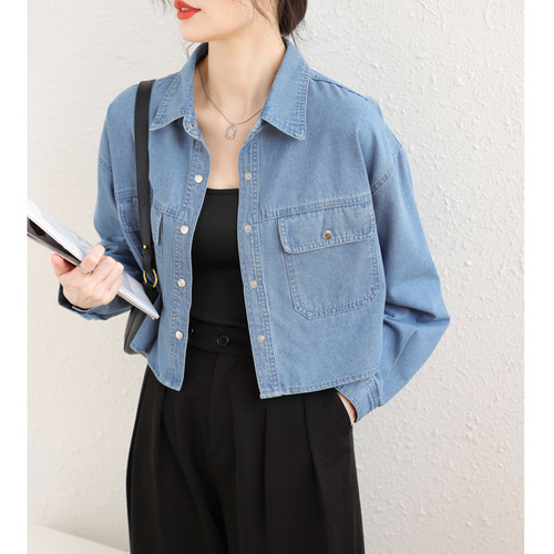 Women's New Denim Jacket, Short denim shirt-style jacket, small size thin top