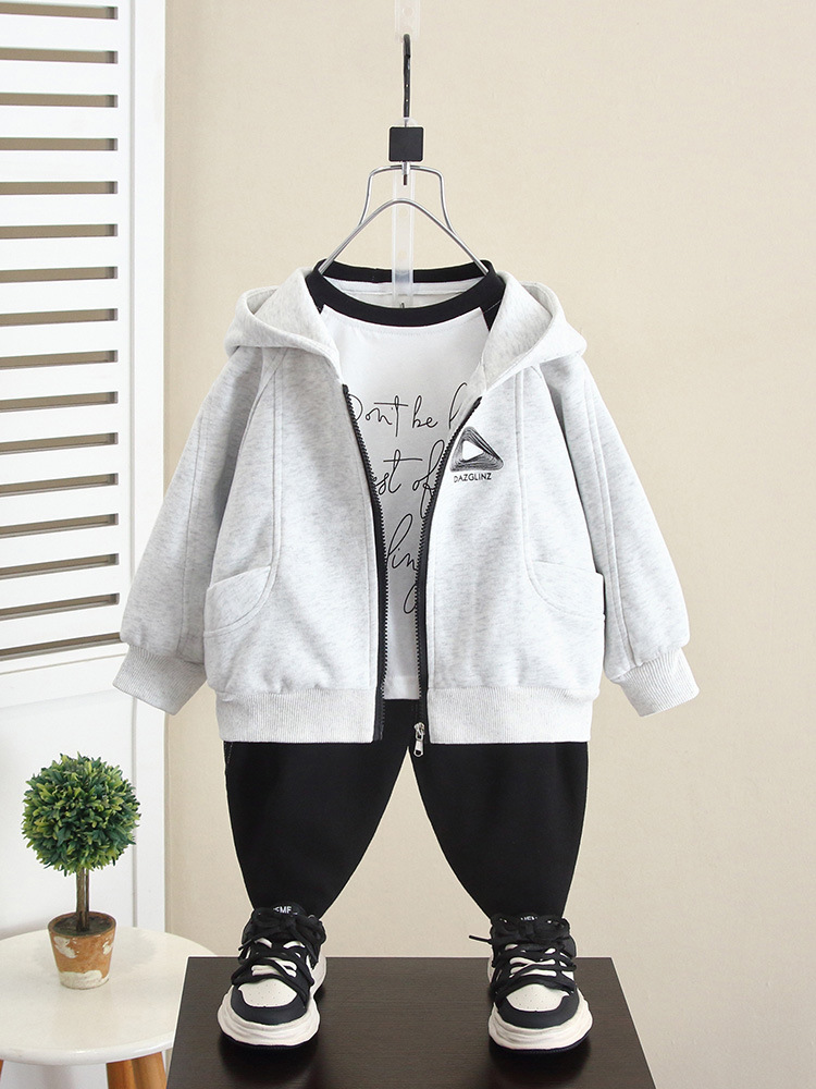 6305 Suéter de punto de primavera y otoño para niños Cárdigan con capucha para otoño para niños 2024 Nuevo top de otoño para bebés para niños