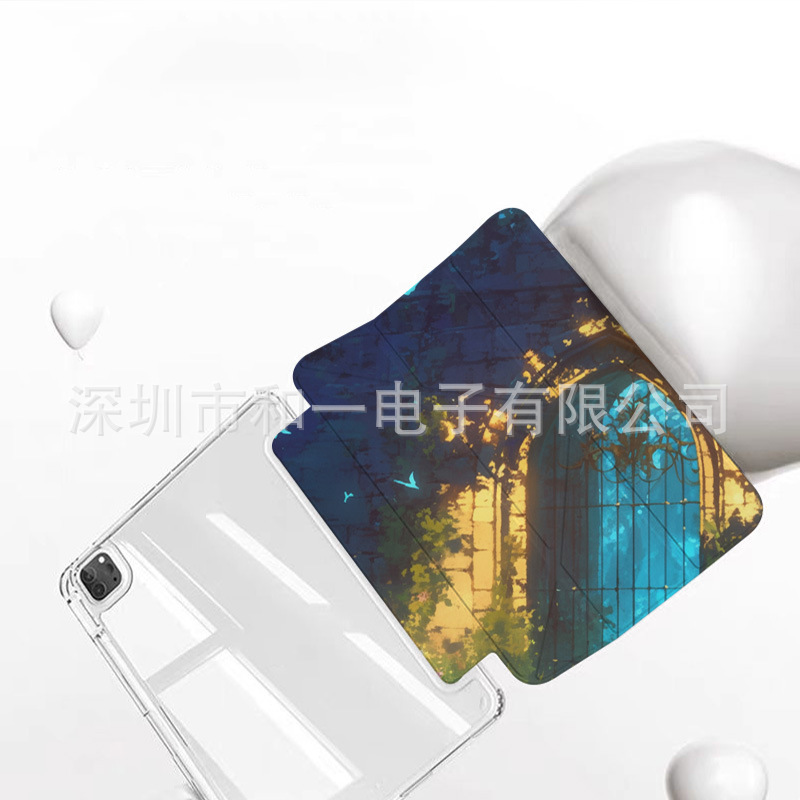 定制狗狗Y折高透亚克力平板保护套适用苹果iPad笔槽睡眠唤醒|undefined